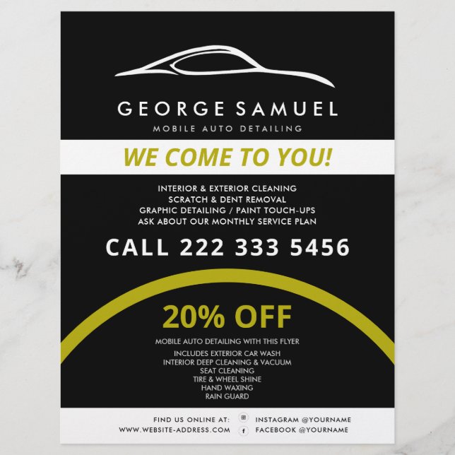 Custom Car Repair & Modern Auto Detailing  Flyer (Front)