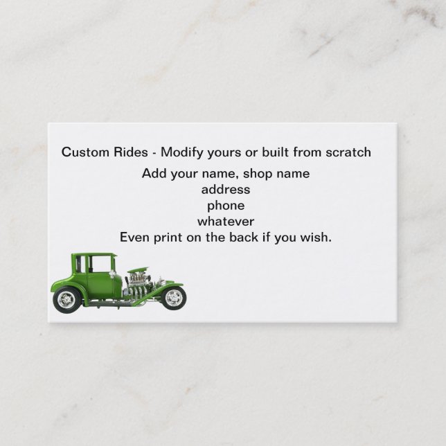 Custom car shop business card (Front)
