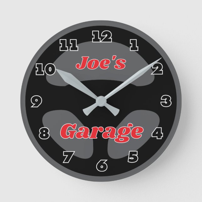 Custom car steering wheel garage wall clock design (Front)