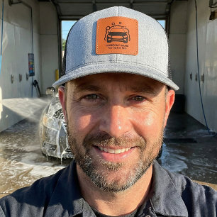 Custom Car Wash Company Logo Personalized Text Leather Patch Hat