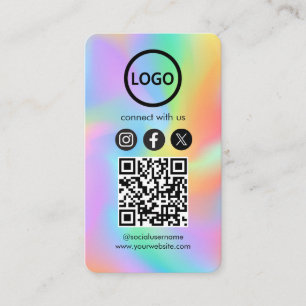 Custom Card Social Media QR Code Rainbow Hologram