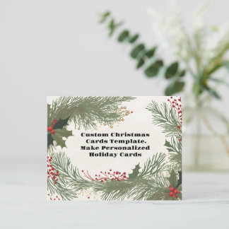Custom Card Template Customizable Christmas Card
