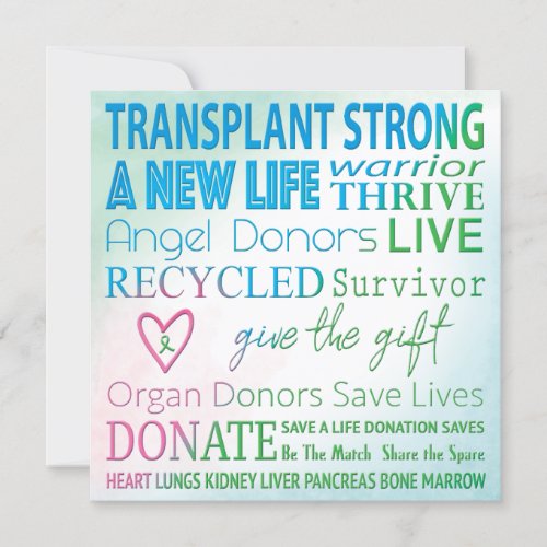 Custom Card Transplant Organ Donation Watercolor