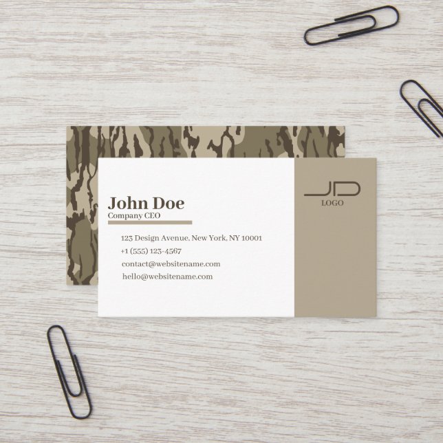 Custom Card with Bottomlands Camo Print Back (Front/Back In Situ)