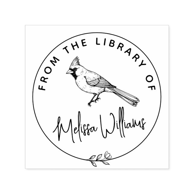 Custom Cardinal Ex Libris From the Library Book Self-inking Stamp (Design)