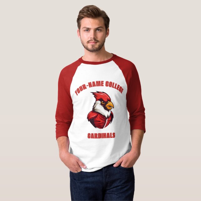 CUSTOM Cardinal Mascot | Red - School College Team T-Shirt (Front Full)