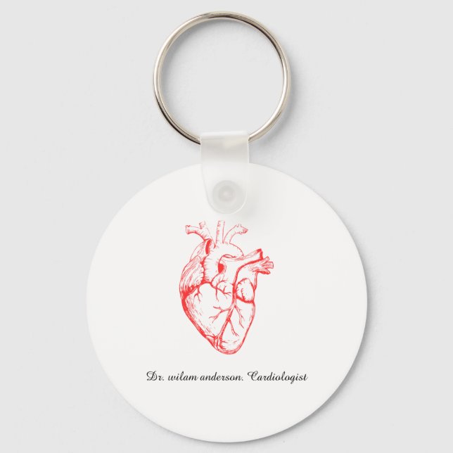 Custom Cardiologist Heart Anatomy Art Keychain (Front)