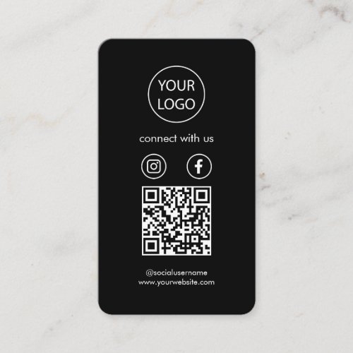 Custom Cards Social Media QR Code Black Busin Business Card