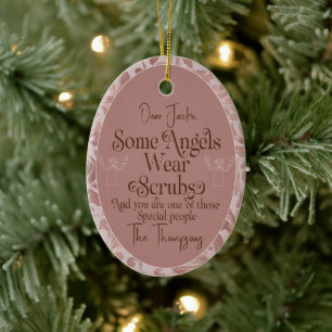 Custom Caregiver blush pink Christmas Ornament