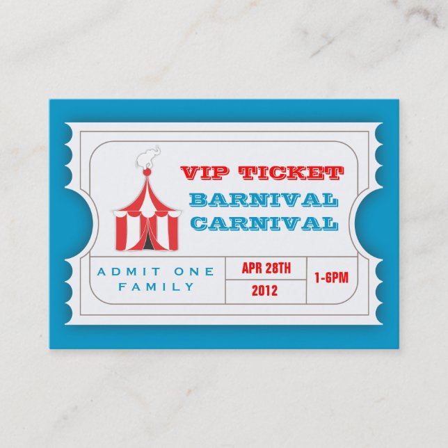 CUSTOM Carnival Admission Ticket BLUE (Front)