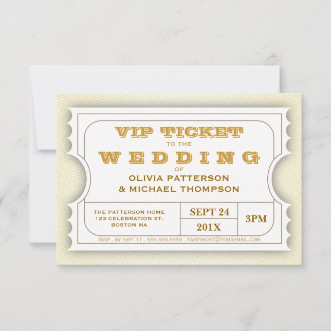 CUSTOM Carnival Admission Ticket for Wedding Invitation (Front)