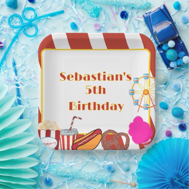 Custom Carnival Birthday Party Paper Plates (Party)