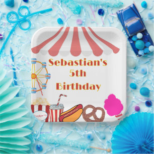 Custom Carnival Birthday Party Paper Plates