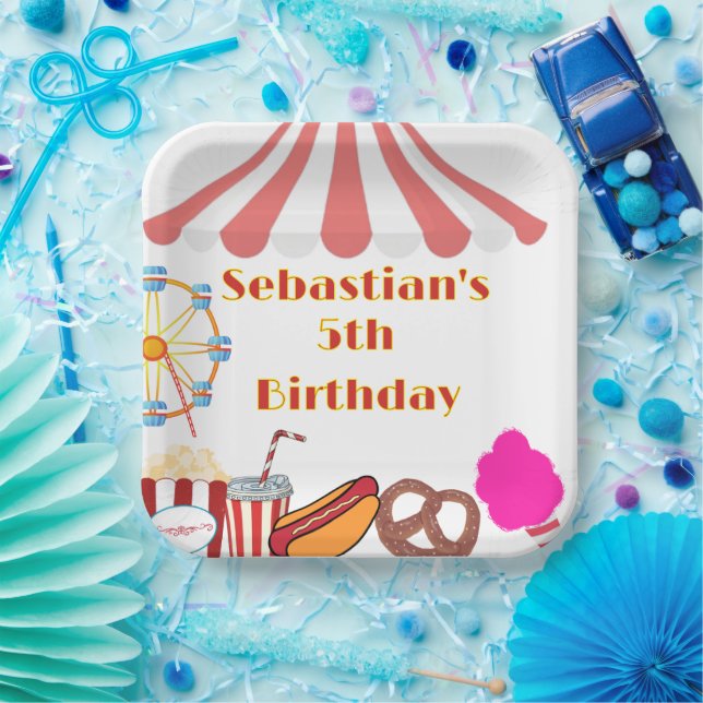 Custom Carnival Birthday Party Paper Plates (Party)