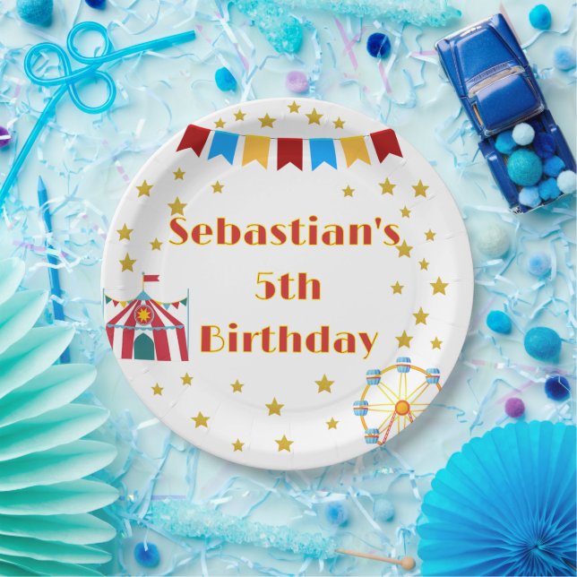 Custom Carnival Themed Birthday Party Paper Plates (Party)