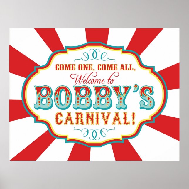 Custom Carnival Welcome Birthday Banner for Bobby Poster (Front)