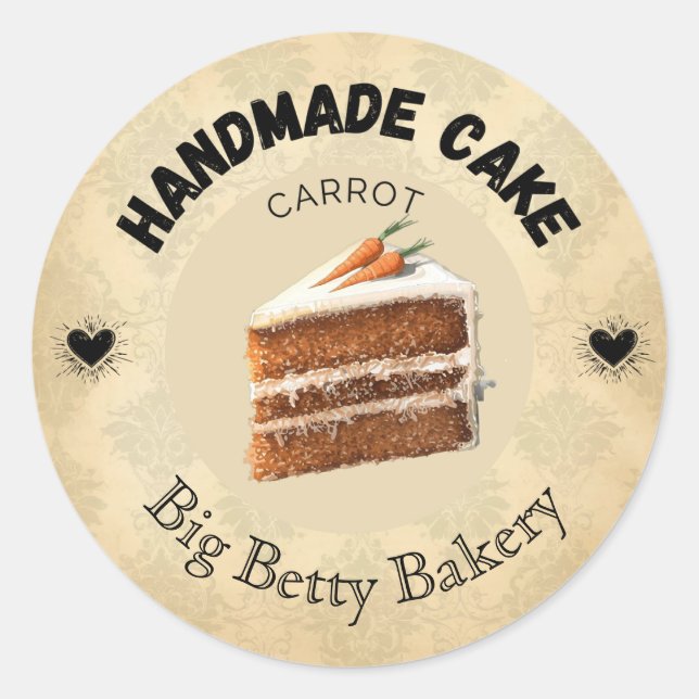 Custom Carrot Cake Labels | Personalized Bakery Pa (Front)