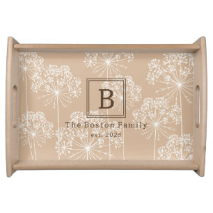 Custom Carrot Flower Silhouette Soft Beige Serving Tray