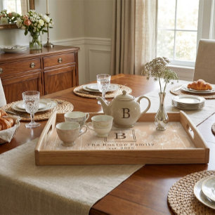Custom Carrot Flower Silhouette Soft Beige Serving Tray