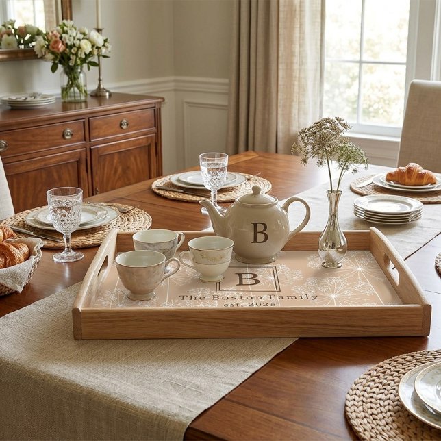 Custom Carrot Flower Silhouette Soft Beige Serving Tray (Creator Uploaded)