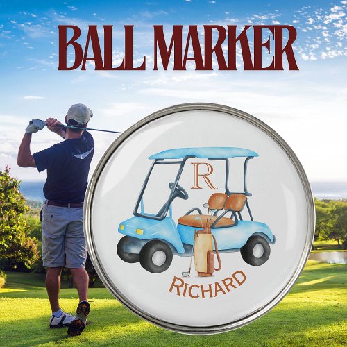 Custom Cart Clubs Monogram Name   Golf Ball Marker