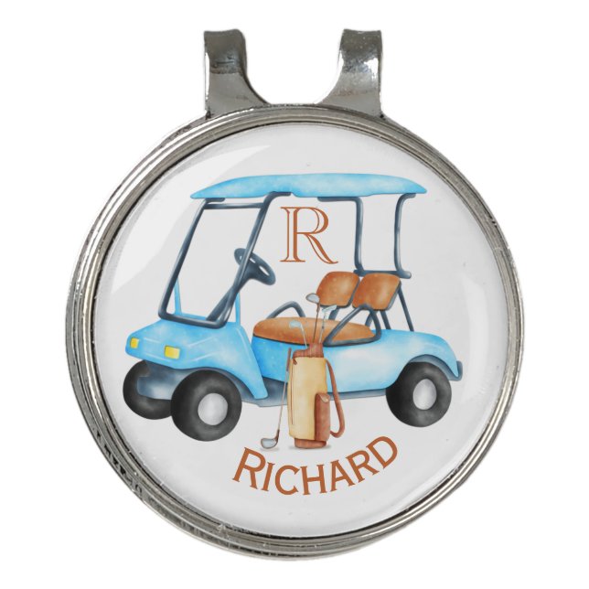 Custom Cart Clubs Monogram Name  Golf Hat Clip (Front)