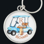 Custom Cart Clubs Monogram Name  Keychain<br><div class="desc">Custom Cart Clubs with name and monogrammed key chain --This is a great gift for all golf lovers -- simple and elegant. Personalize it with their initials/monogram. If you have any design questions or a special request,  please send an email to: charmdesignstudio@rcn.com</div>