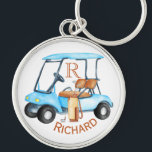 Custom Cart Clubs Monogram Name  Keychain<br><div class="desc">Custom Cart Clubs with name and monogrammed key chain --This is a great gift for all golf lovers -- simple and elegant. Personalize it with their initials/monogram. If you have any design questions or a special request,  please send an email to: charmdesignstudio@rcn.com</div>