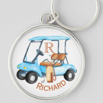 Custom Cart Clubs Monogram Name  Keychain