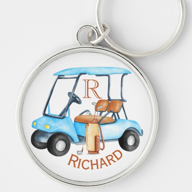 Custom Cart Clubs Monogram Name  Keychain (Front)