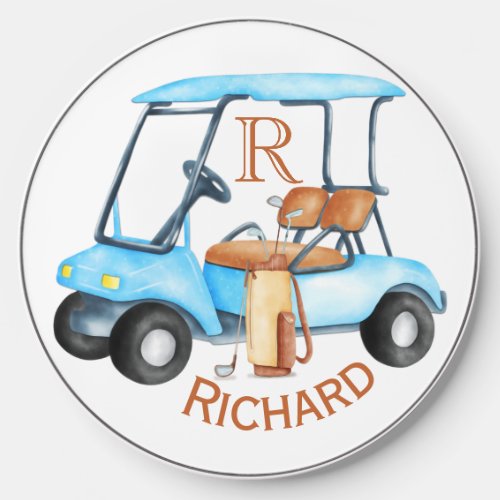 Custom Cart Clubs Monogram Name Sports Wireless Charger