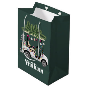 Custom Cart Name Golf Balls Christmas Golfer Medium Gift Bag
