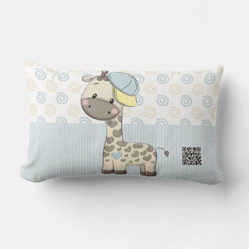Custom Cartoon Baby Boy Giraffe  Accent Pillow 