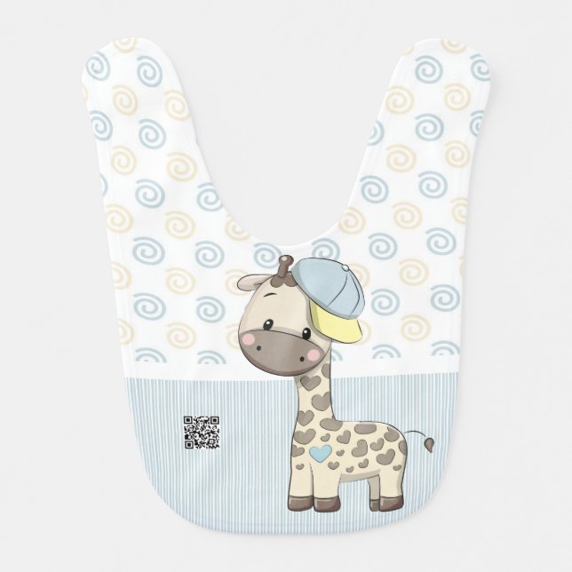 Custom Cartoon Baby Boy Giraffe  Baby Bib (Front)