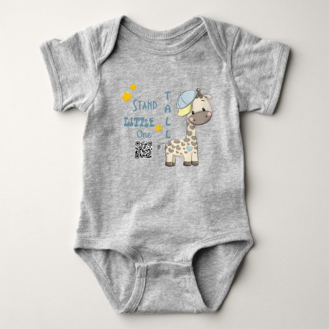 Custom Cartoon Baby Boy Giraffe  Baby Bodysuit (Front)