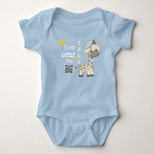 Custom Cartoon Baby Boy Giraffe  Baby Bodysuit (Front)