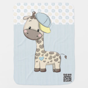 Custom Cartoon Baby Boy Giraffe  Blanket