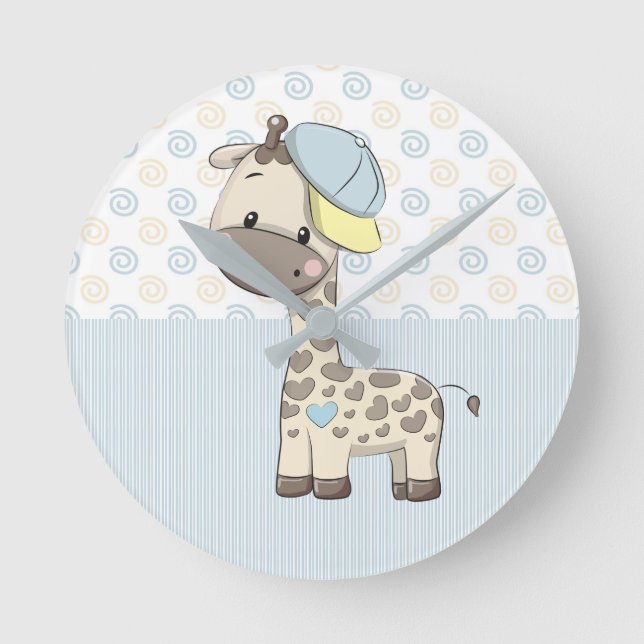 Custom Cartoon Baby Boy Giraffe Clock  (Front)