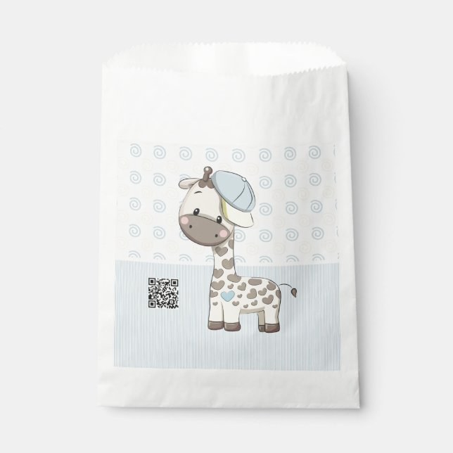 Custom Cartoon Baby Boy Giraffe  Favor Bag (Front)