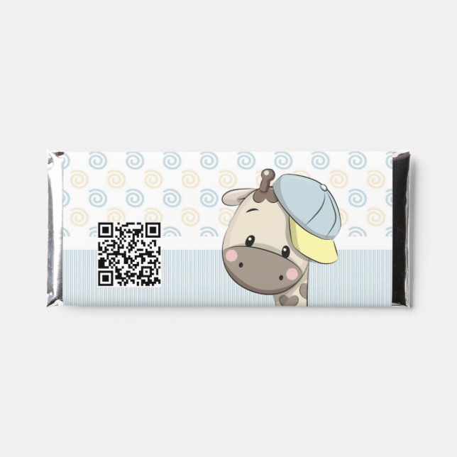 Custom Cartoon Baby Boy Giraffe  Hershey Bar Favors (Front)