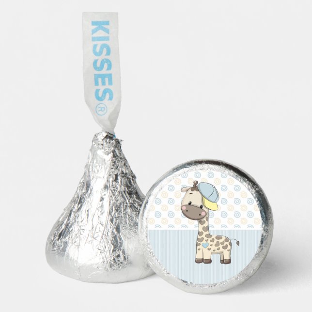 Custom Cartoon Baby Boy Giraffe Hershey®'s Kisses® (Front)