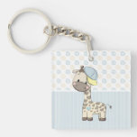 Custom Cartoon Baby Boy Giraffe Keychain 