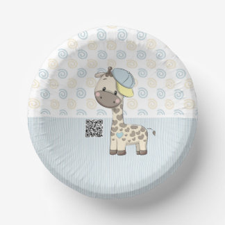 Custom Cartoon Baby Boy Giraffe Paper Bowl