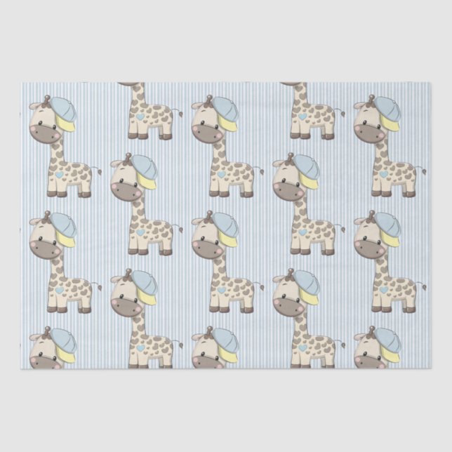 Custom Cartoon Baby Boy Giraffe Tissue Paper  (Front)