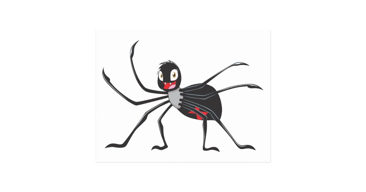 Custom Cartoon Black Widow Spider Shirt Postcard | Zazzle.com