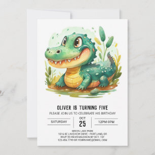 Custom Cartoon Crocodile Birthday Invitation