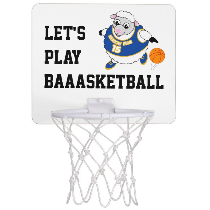 Custom Cartoon Cute Sheep Playing Basketball Mini Basketball Hoop Zazzle Com