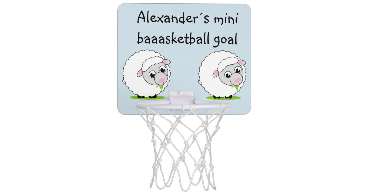 Custom Cartoon Cute White Sheep Mini Basketball Hoop Zazzle Com