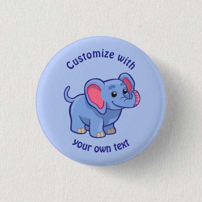 Custom Cartoon Elephant Button (Front)
