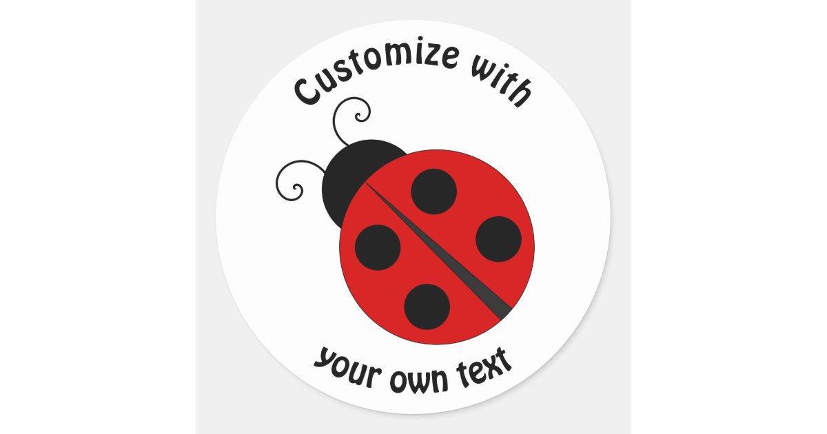 Personalized Red and Black Polka Dot Ladybug Stickers